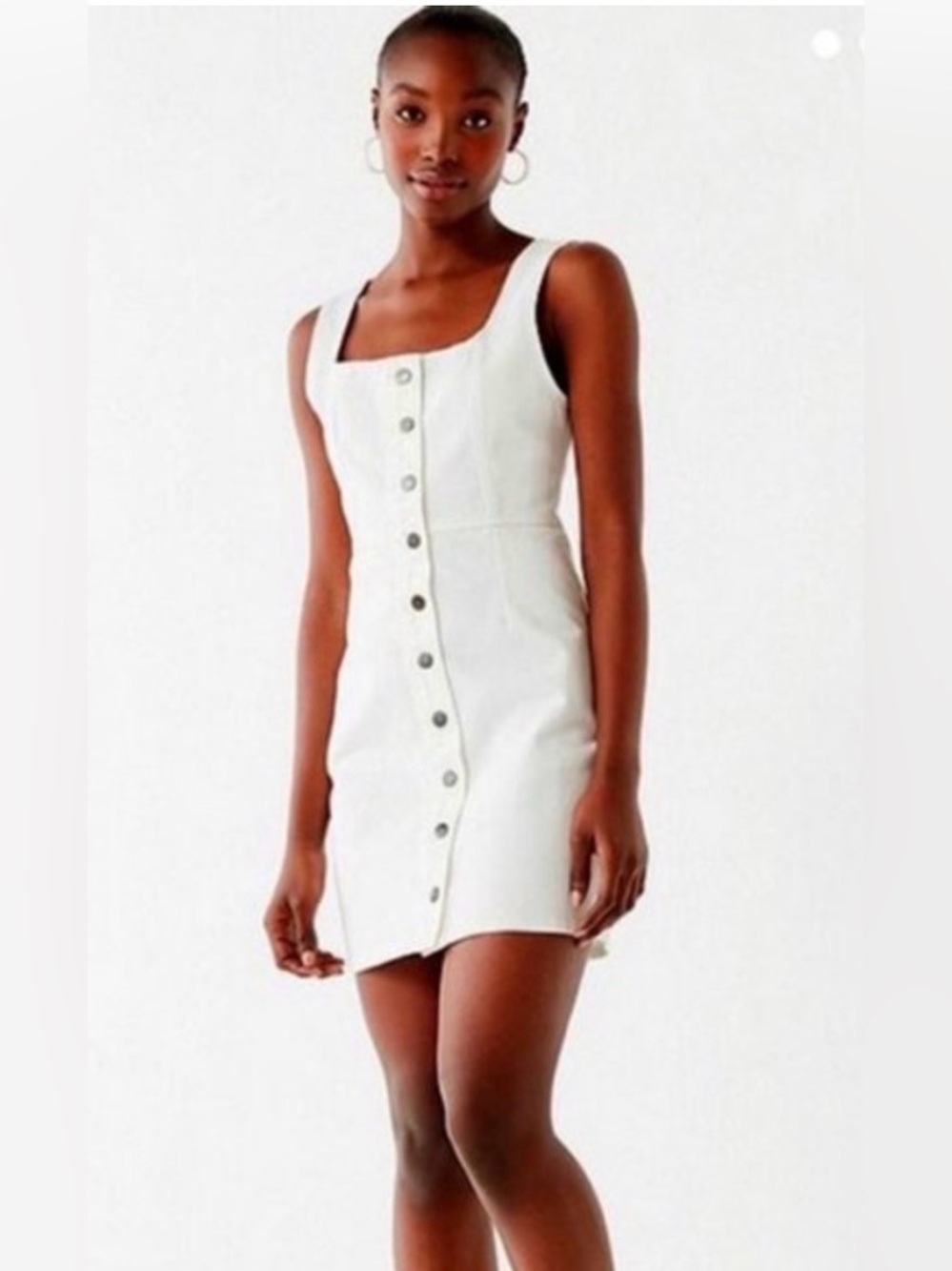 Urban Outfitters White Denim Button Up Dress